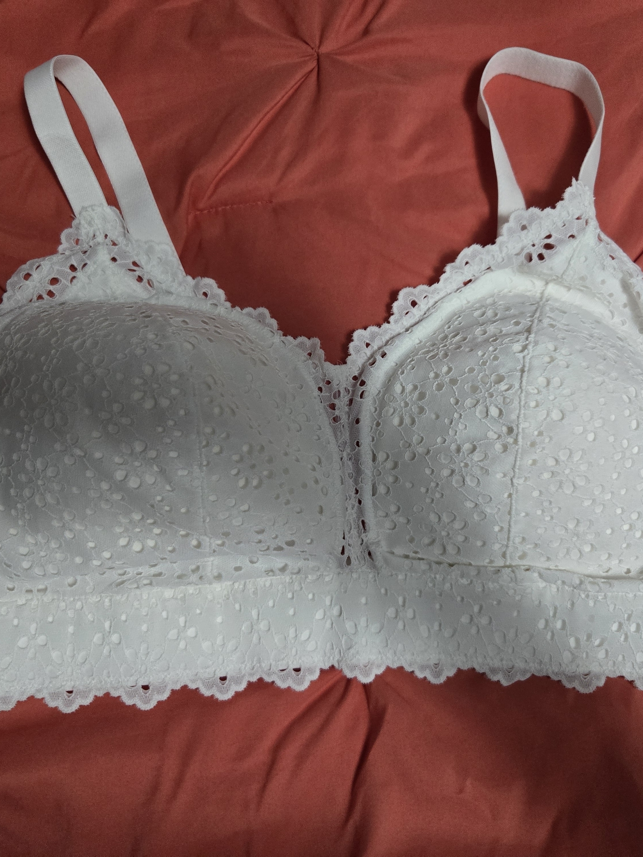 Auden Brand Floral White Wireless Crochet Bralette 2x